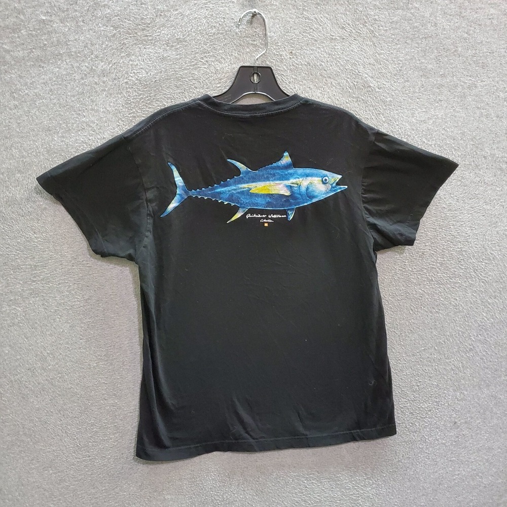 Quiksilver Men T-Shirt Medium Black Yellowfin Tuna Fish Waterman Collection